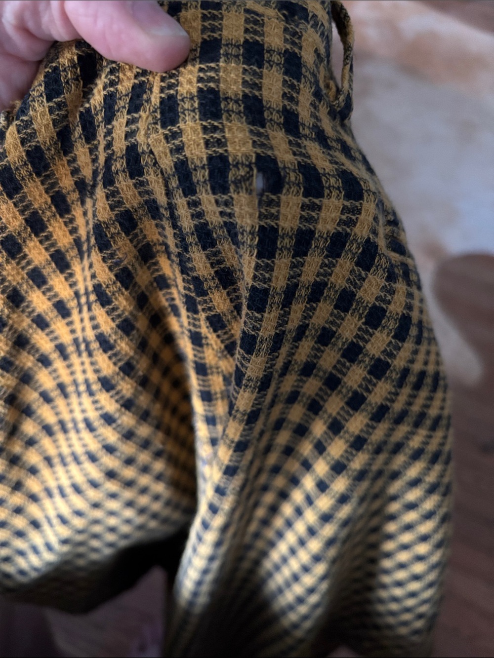 Vintage Yellow and Black Check Cotton Bottoms with flaws. - Picture 10 of 16